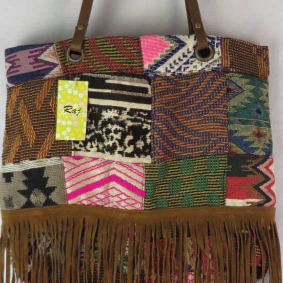 Raj L.A. Anthropologie Patchwork Fringe Bag NWT - Picture 6 of 7